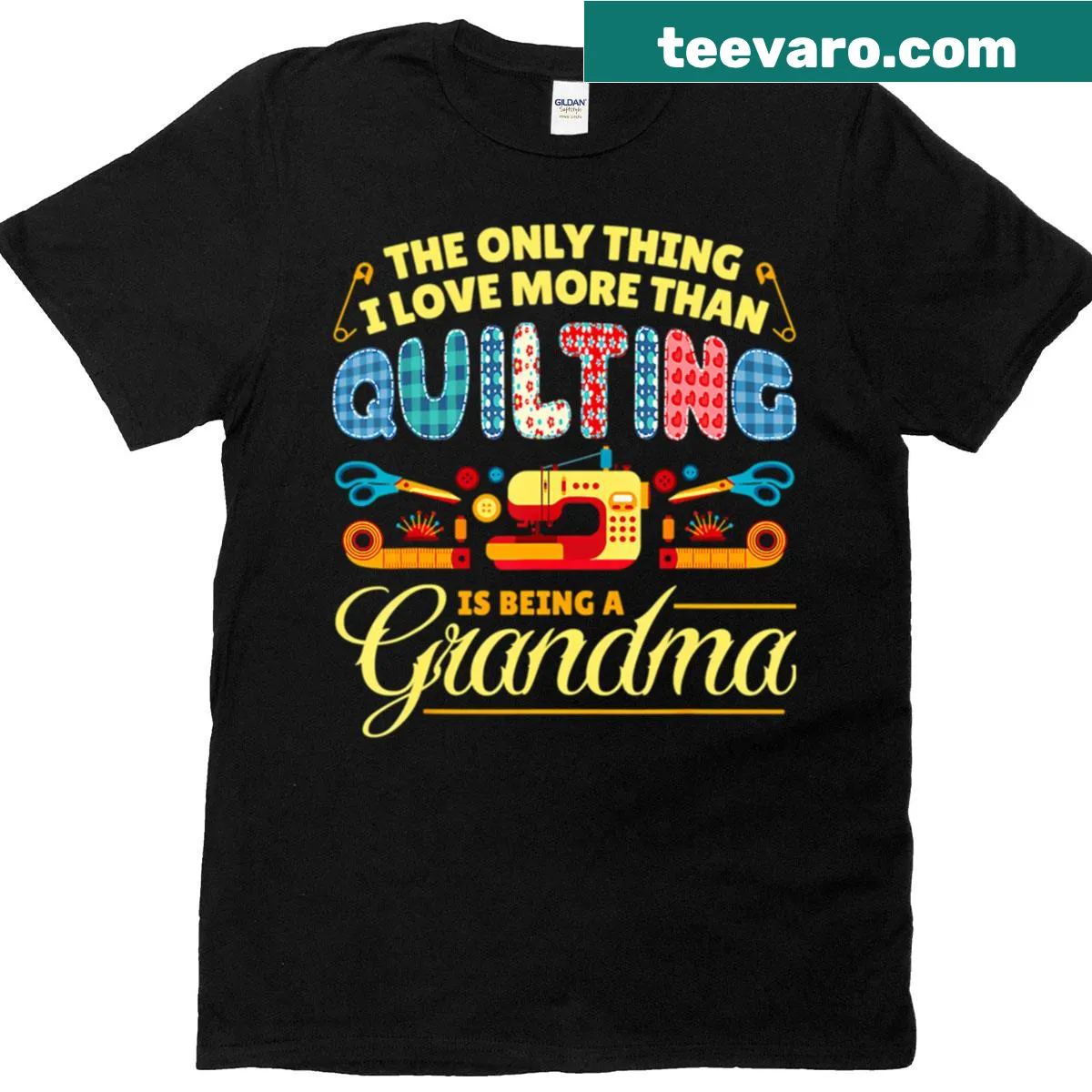 Quilting-themed shirt with heartfelt typography design. — on a men's t-shirt