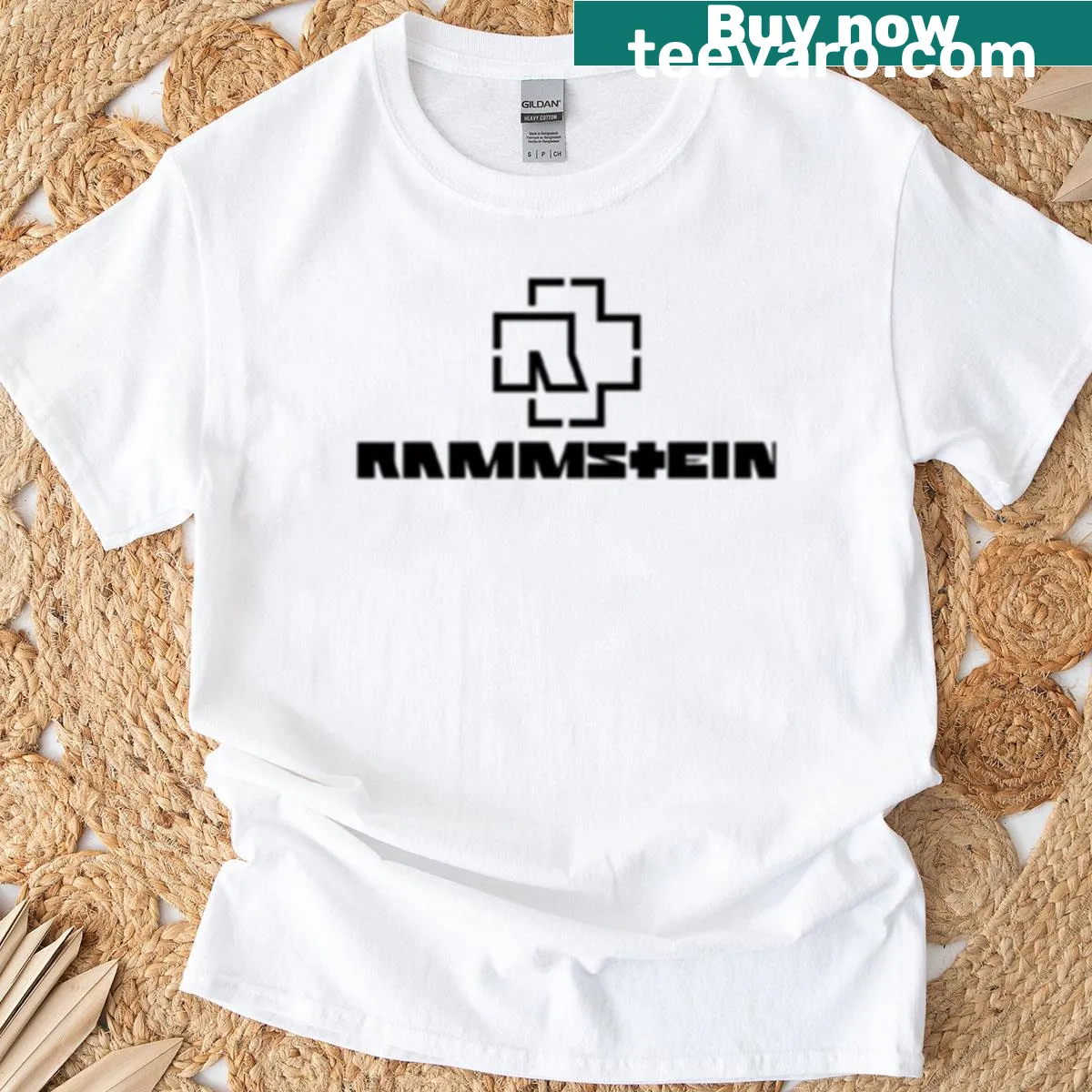 T-shirt featuring the Rammstein logo and name in bold design — on a men's t-shirt