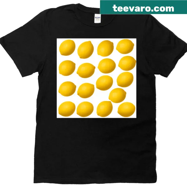 Realistic lemon pattern on a casual t-shirt