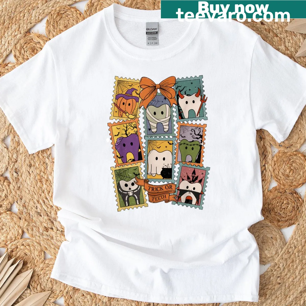 Vintage Halloween-themed Dentist t-shirt with spooky dental imagery — on a men's t-shirt