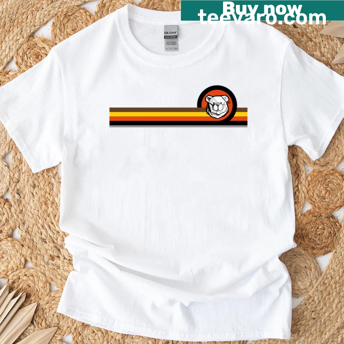 Bear illustration in retro line style T-shirt. — on a men's t-shirt
