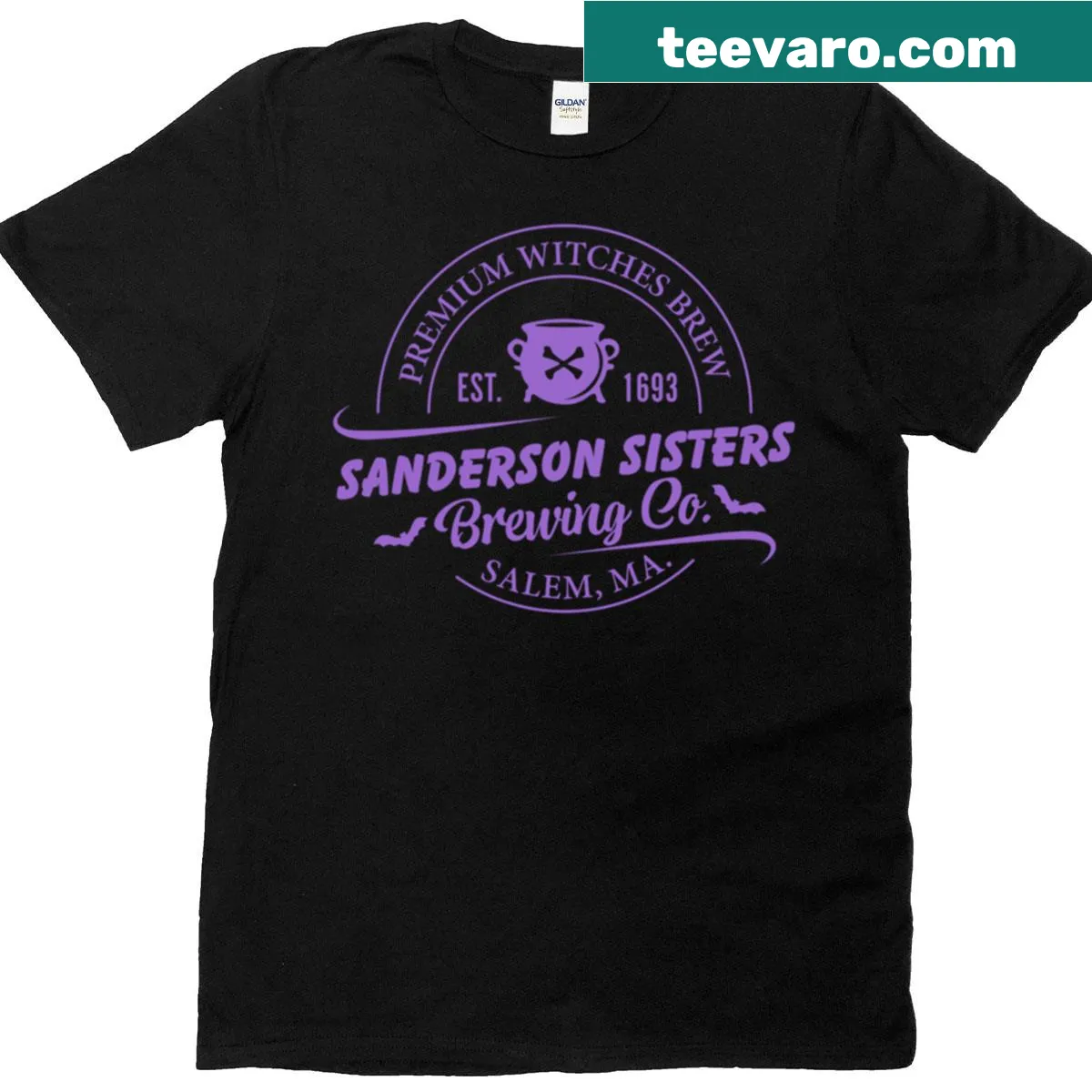 Purple edition Sanderson Sisters Brewing Co vintage T-shirt — on a men's t-shirt