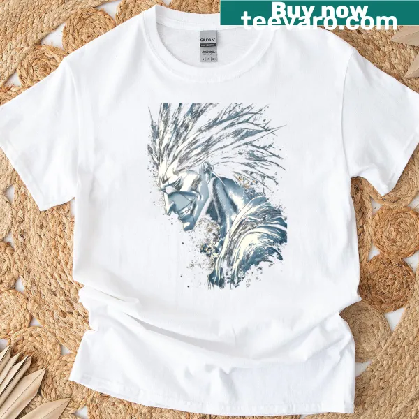 Graphic tee featuring savage battle shinigami with a warlord blade