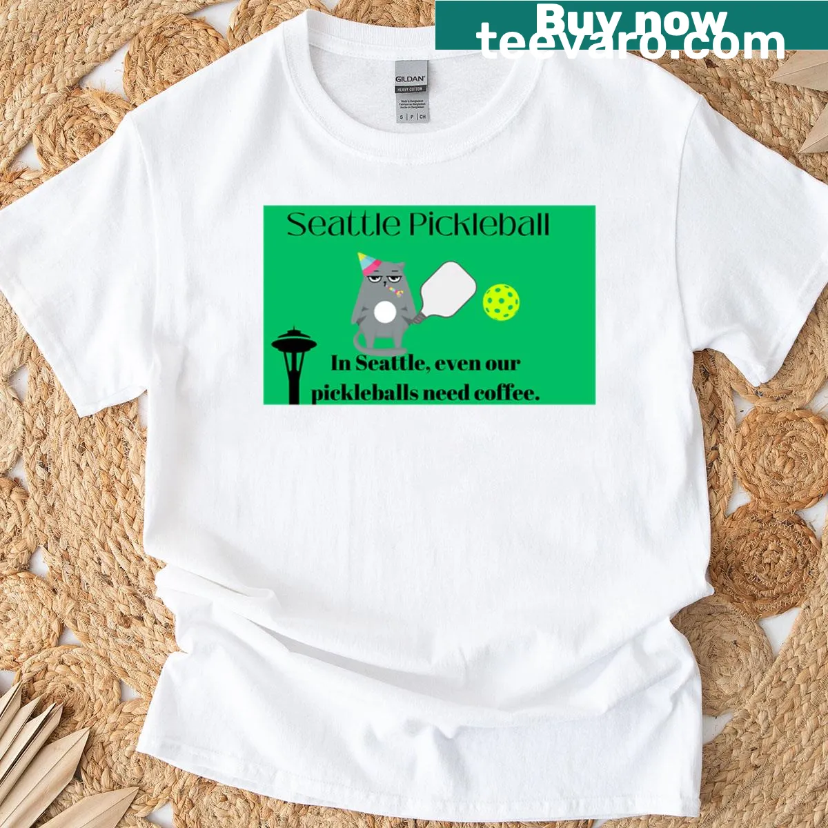 Pickleball graphic T-shirt for Seattle fans — on a men's t-shirt