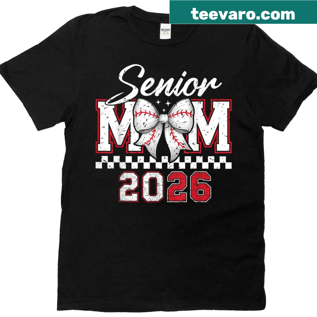 Cute coquette baseball graduation t-shirt for Senior Mom 2026 — on a men's t-shirt