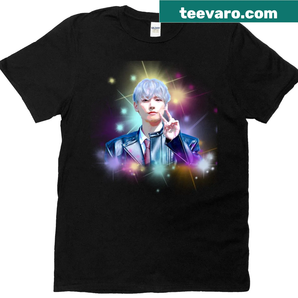 Graphic T-shirt featuring a tribute to Inseong from Sf9. — on a men's t-shirt