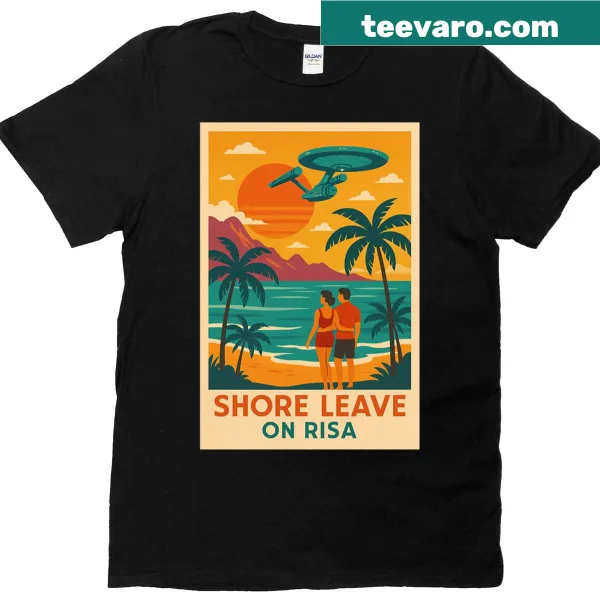 Vintage Star Trek-inspired shirt featuring the shore of Risa