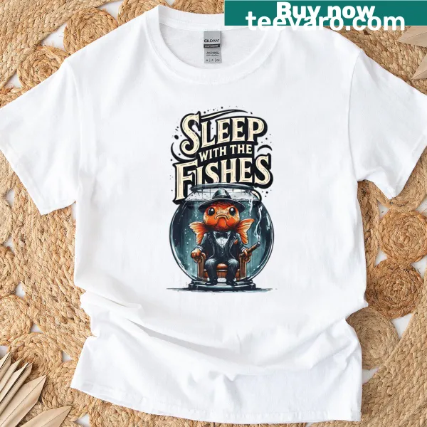 Goldfish graphic with humorous mafia saying on T-shirt
