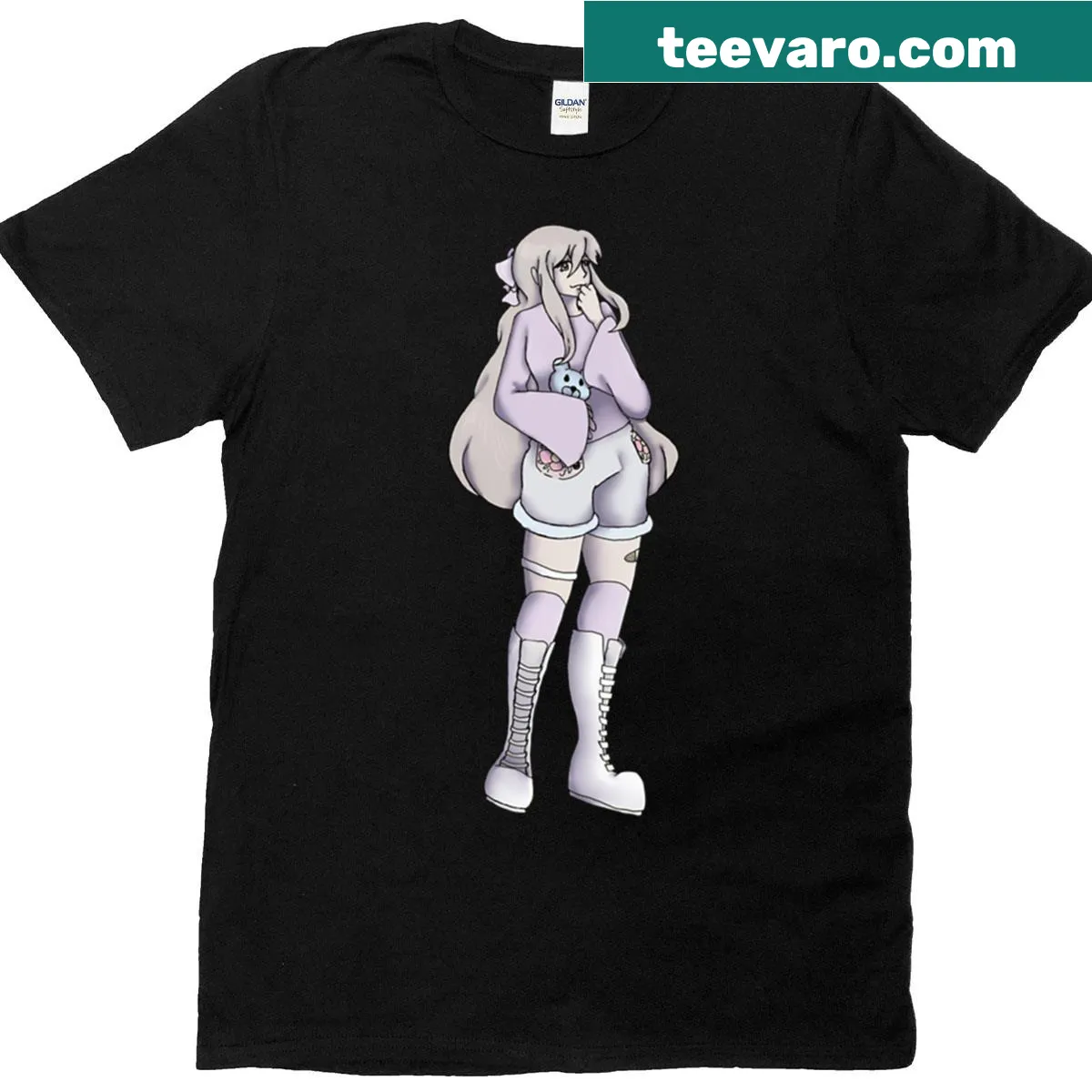 Soft pastel girl t-shirt with delicate typography design — on a men's t-shirt