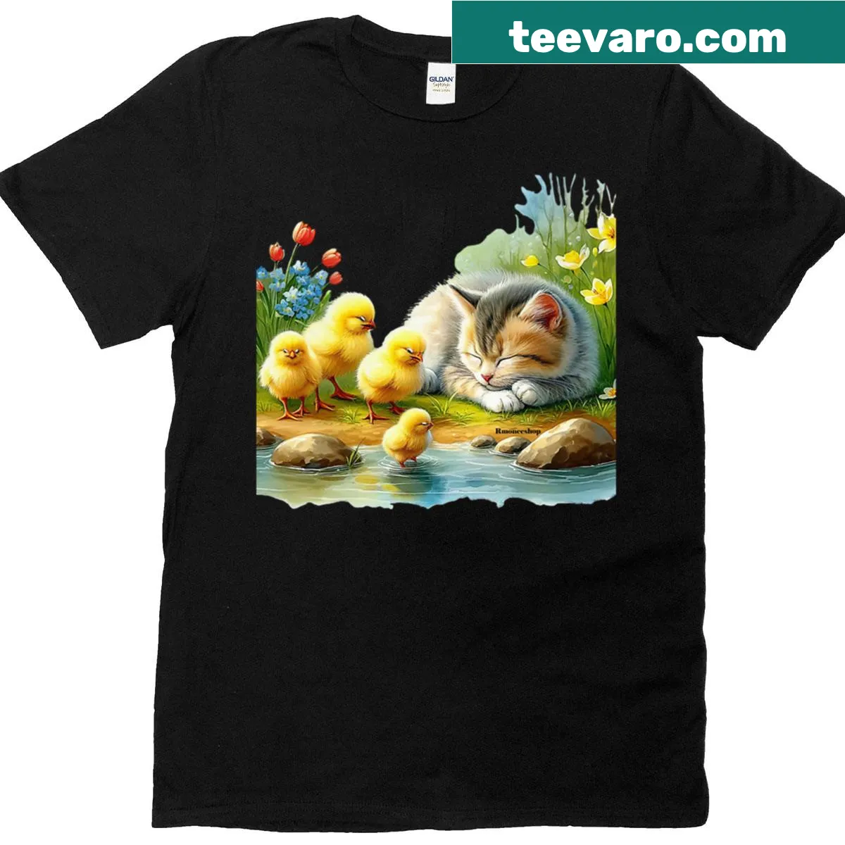 Nature-inspired t-shirt themed around springtime relaxation — on a men's t-shirt