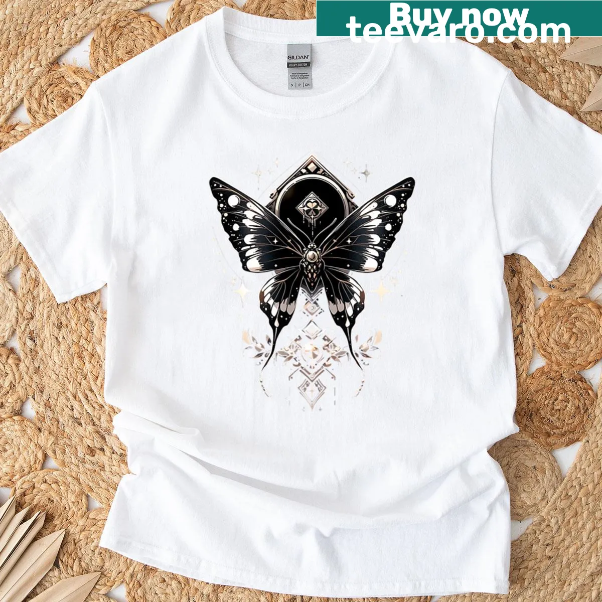 Illustration of a butterfly with stars on T-shirt — on a men's t-shirt