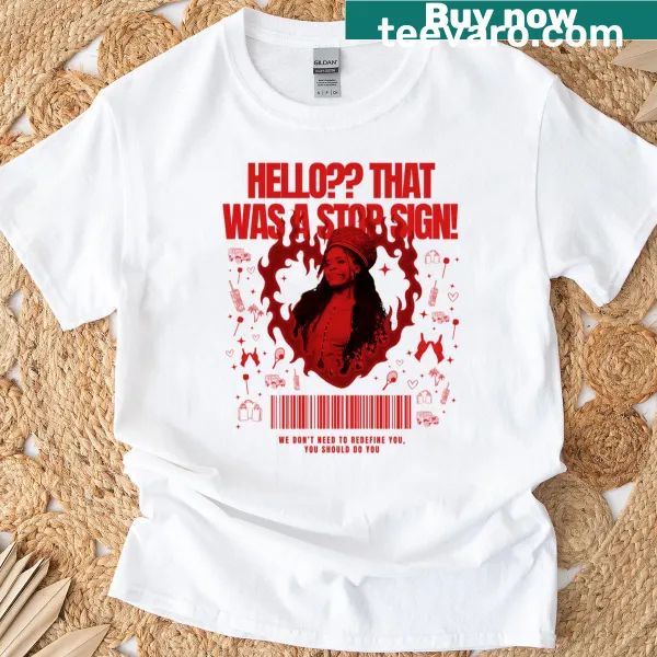 Artistic T-shirt featuring a creative stop sign design.