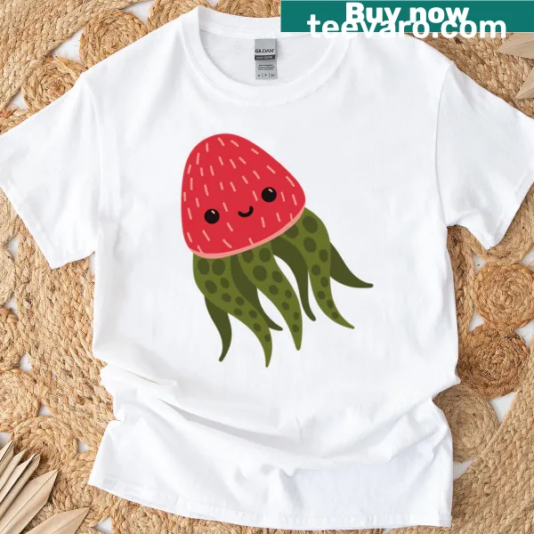 Pattern of jellyfish on a Strawberry Jellyfish T-shirt