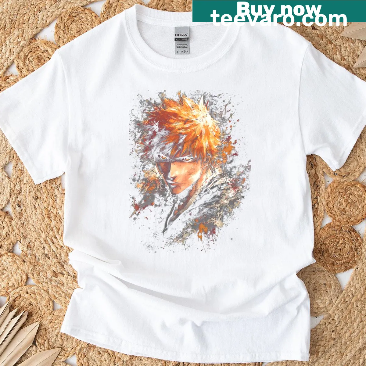 Strawberry-themed Soul Reaper graphic tee with dual blades — on a men's t-shirt