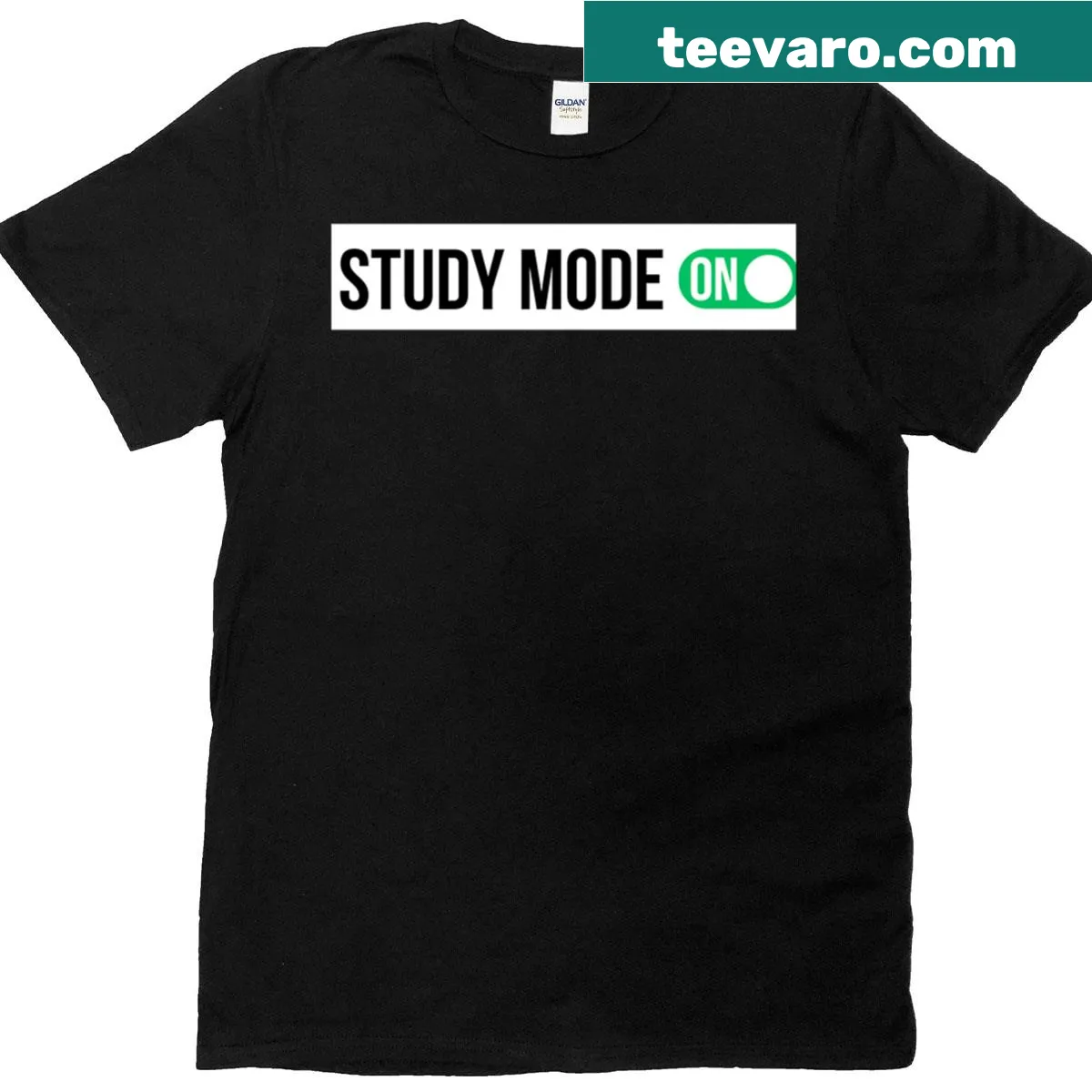 Funny t-shirt with the phrase 'Study Mode On' in bold typography — on a men's t-shirt