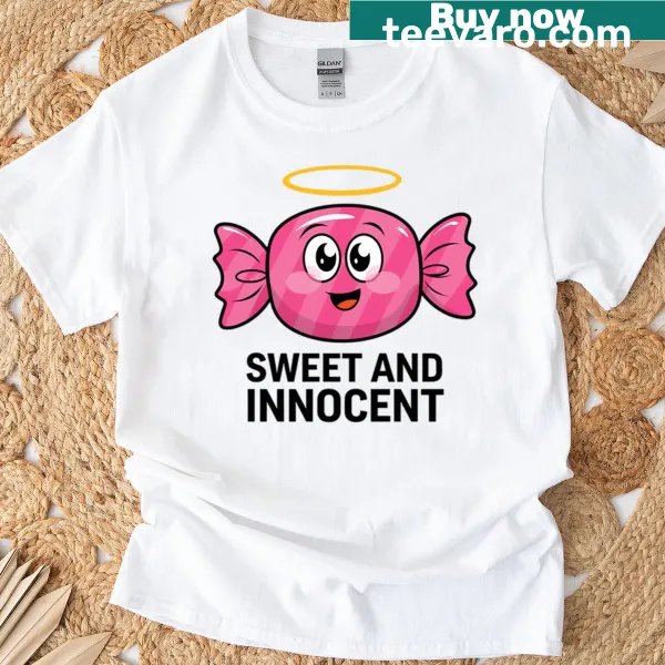 Kawaii t-shirt with cute pink cartoon candy design for kids