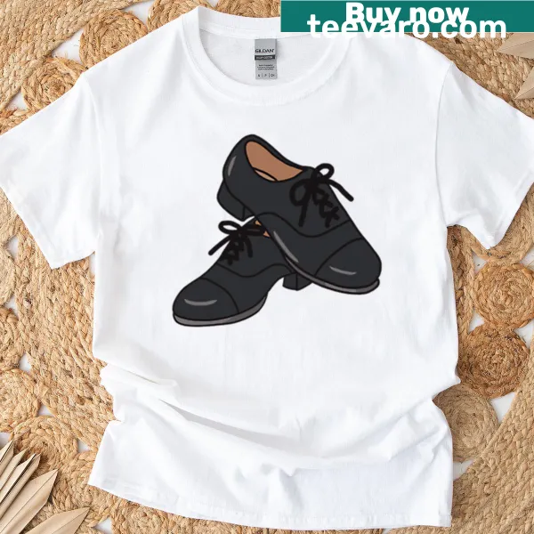 Whimsical tap shoes graphic on T-shirt