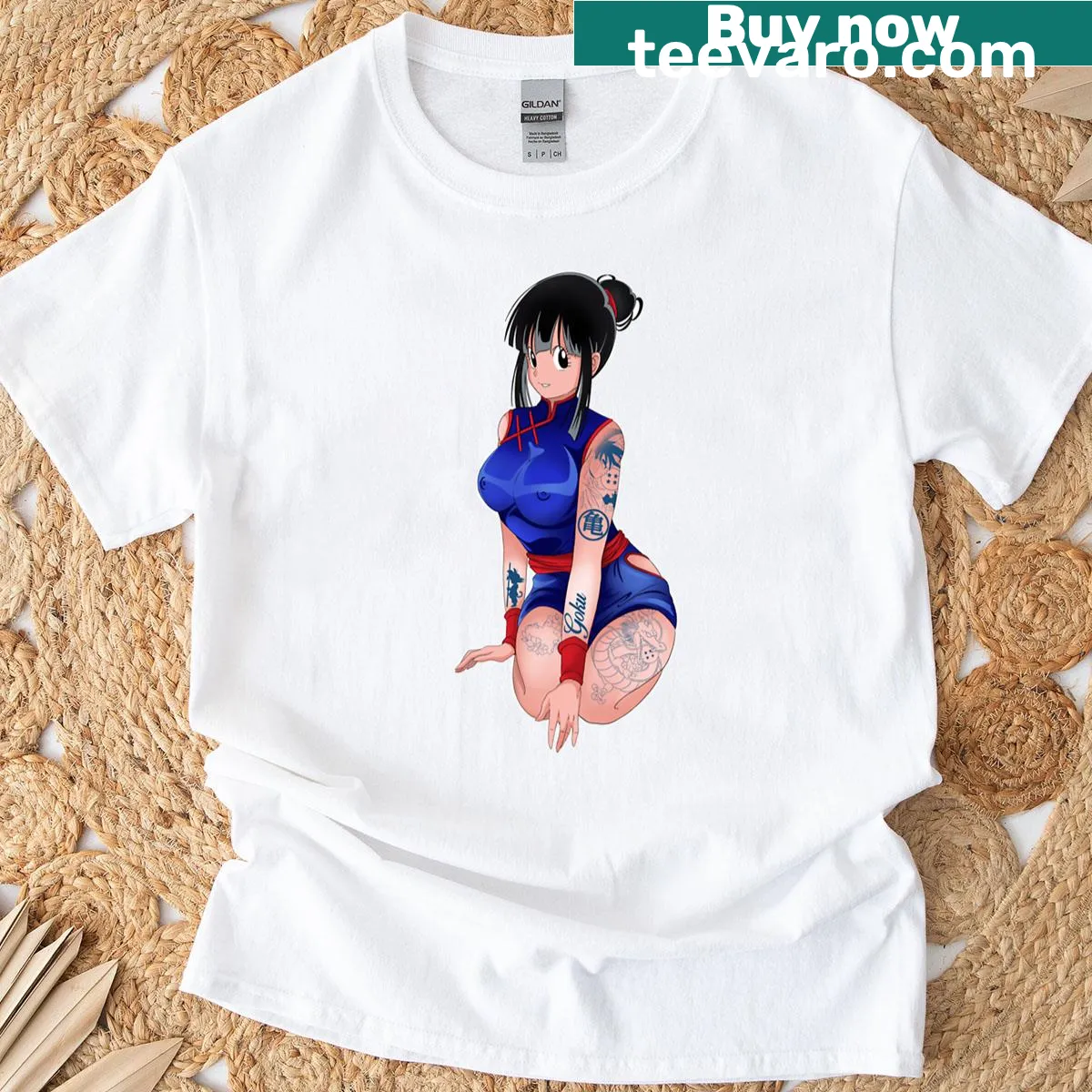 Illustrated tattooed Chihuahua on T-shirt — on a men's t-shirt