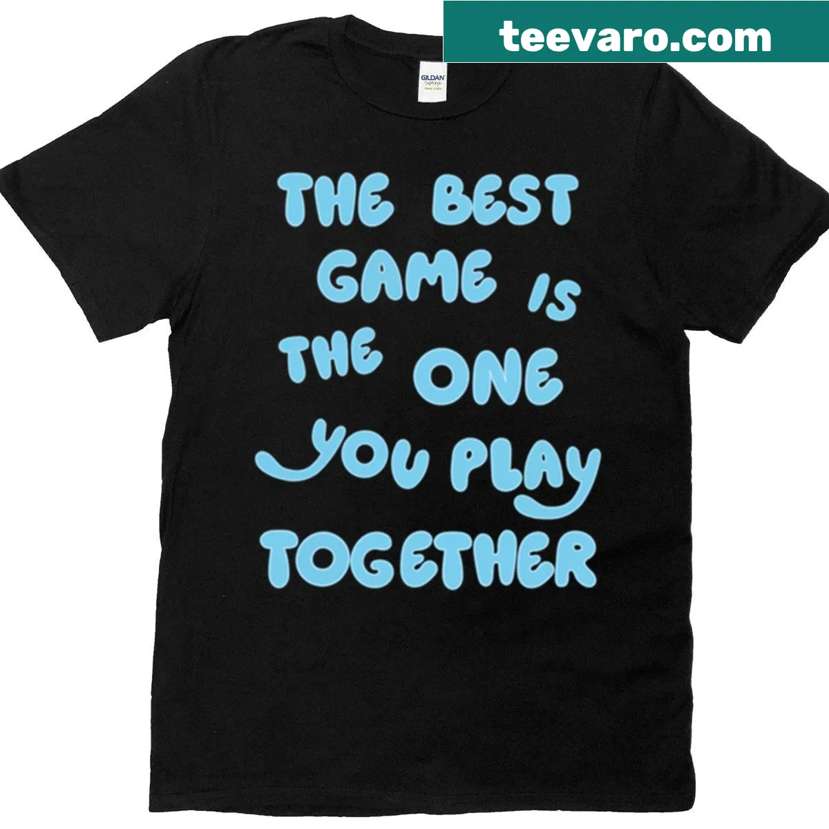 Inspirational T-shirt with the message about playing together — on a men's t-shirt