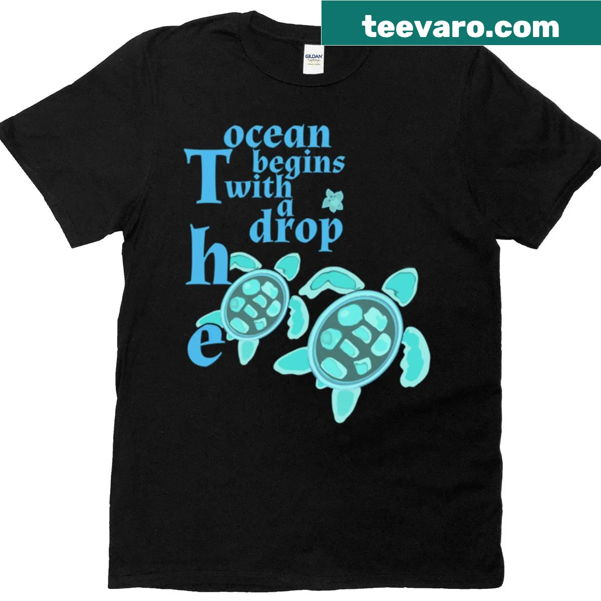 T-shirt with the phrase 'The Drop That Makes The Ocean.' — on a men's t-shirt