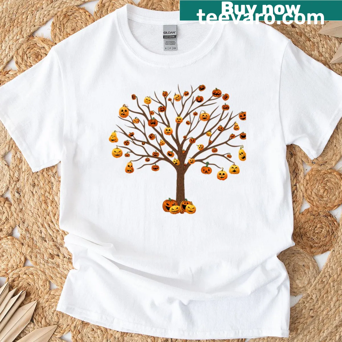 Illustration of an enchanted gourd tree on a T-shirt — on a men's t-shirt