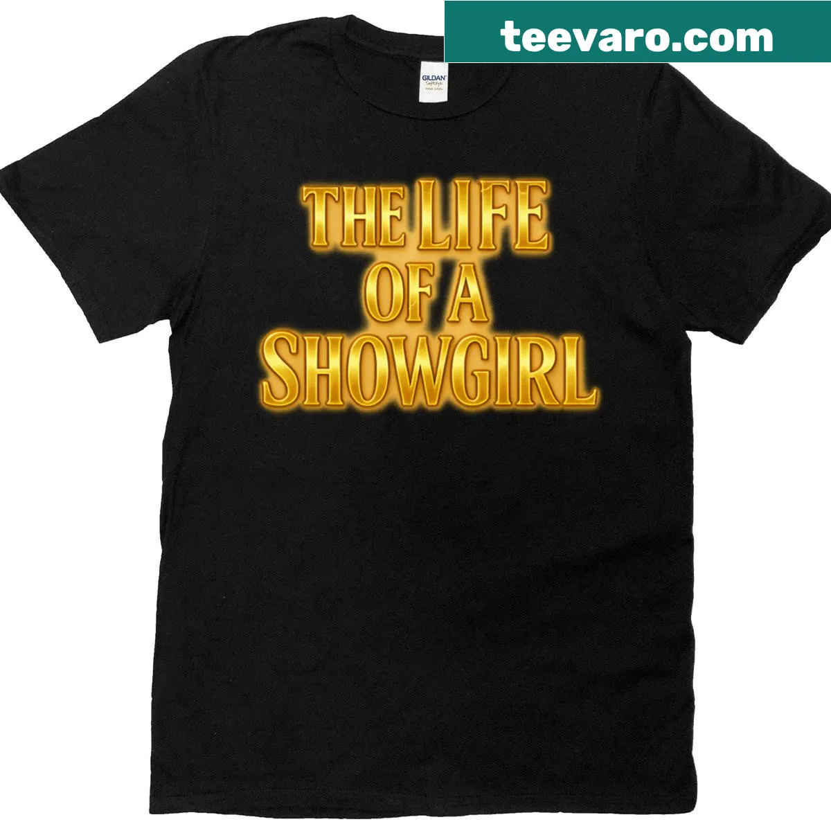 Retro neon typography design celebrating showgirls on T-shirt — on a men's t-shirt