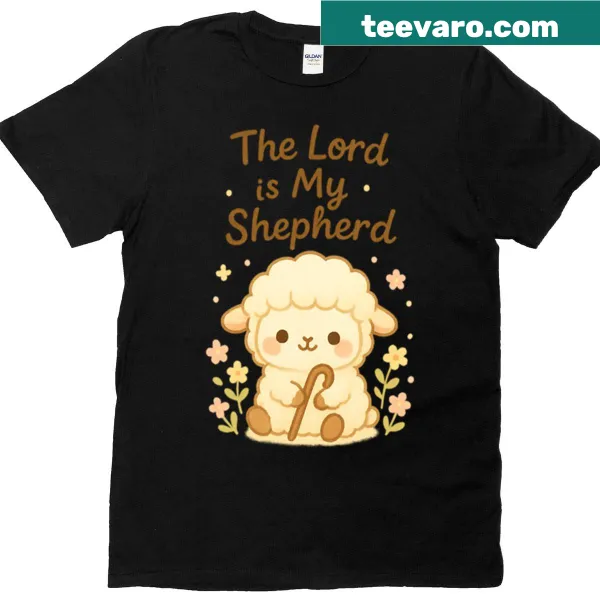 Kawaii lamb design with 'The Lord Is My Shepherd' text