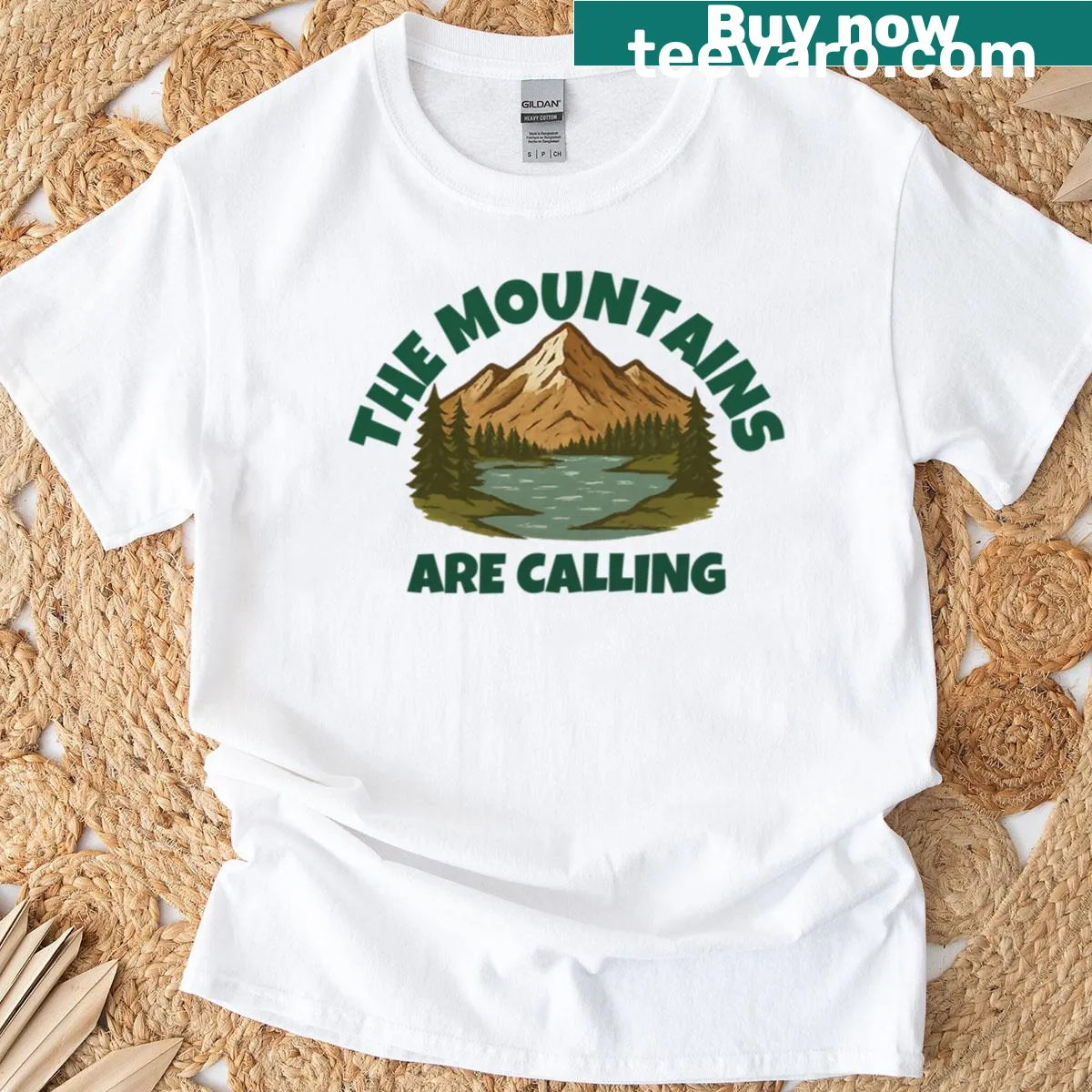 T-shirt with inspirational typography design about mountains. — on a men's t-shirt