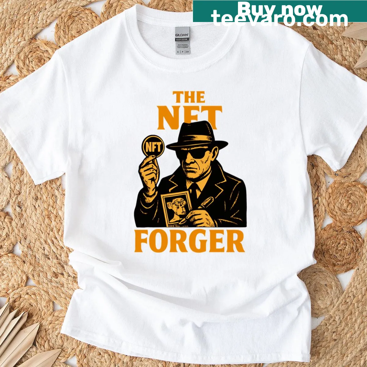 Digital NFT-themed shirt featuring an imaginative graphic design — on a men's t-shirt