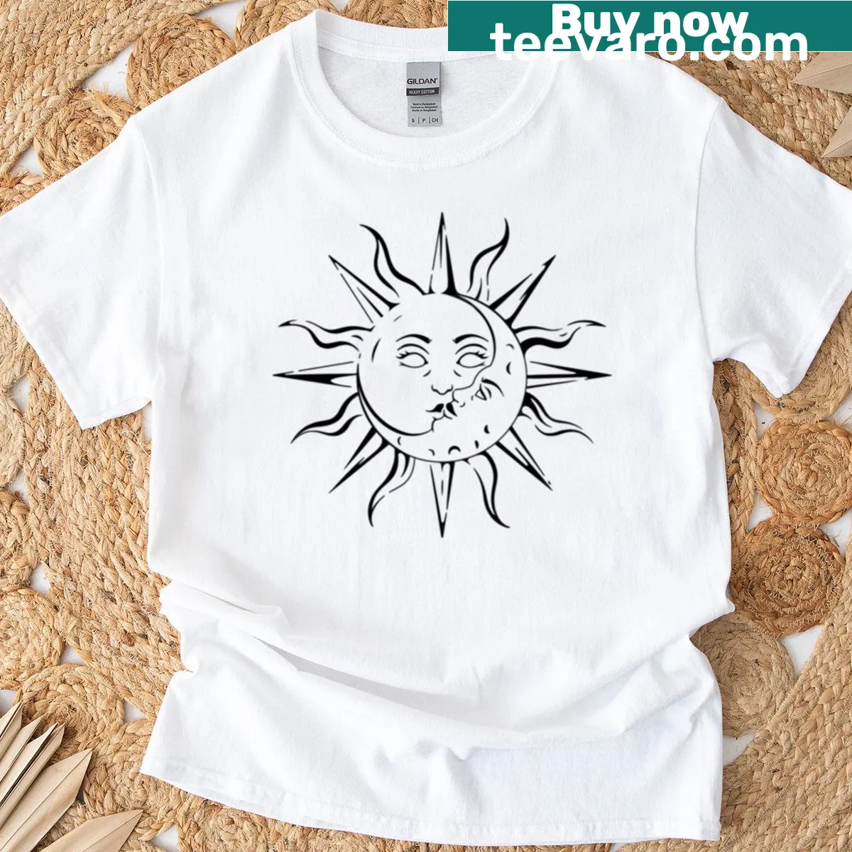 Abstract design of the sun and moon on a T-shirt — on a men's t-shirt
