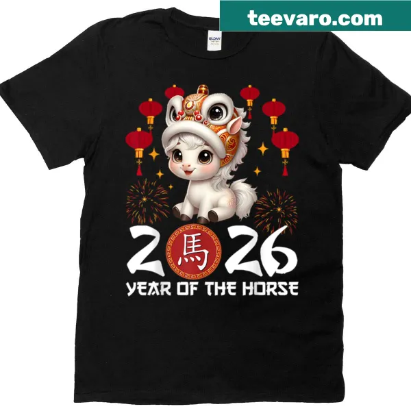 New Year 2026 T-shirt with 'The Year Of The Horse' text