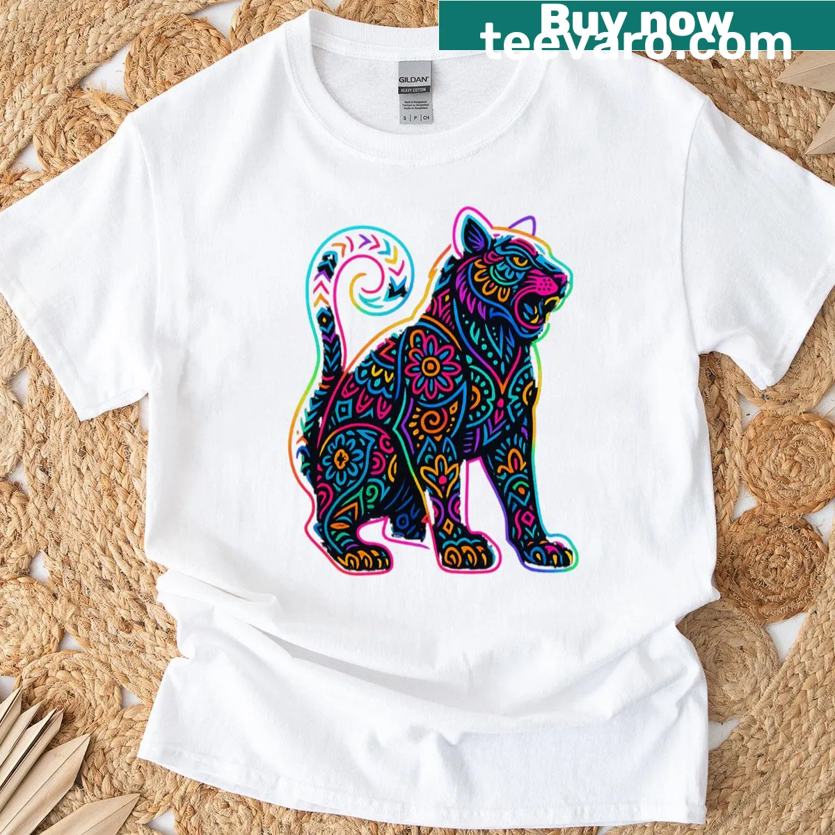 Intricate illustration of a Tiger Alebrije on T-shirt — on a men's t-shirt