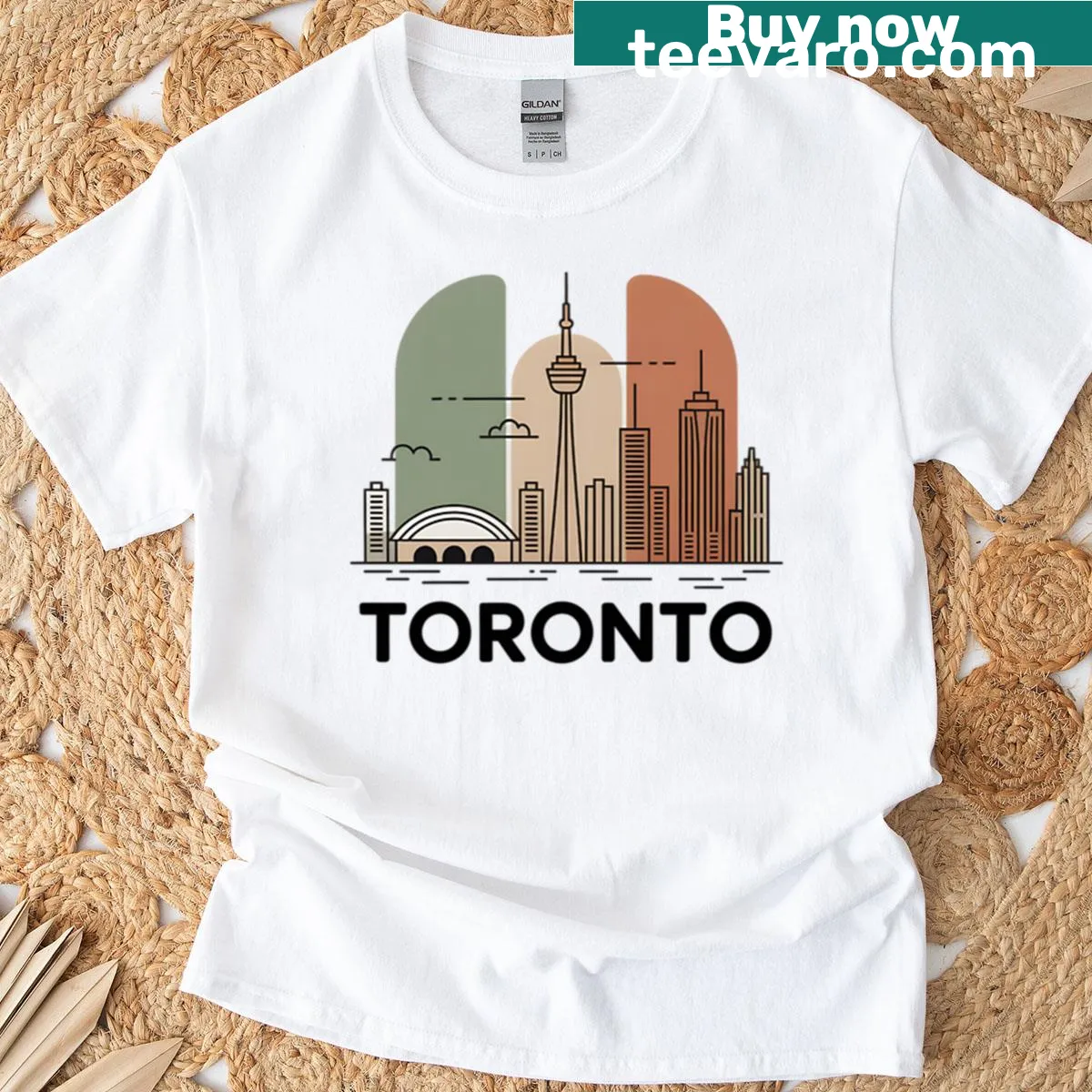 Minimalist Toronto skyline shirt in silhouette design — on a men's t-shirt