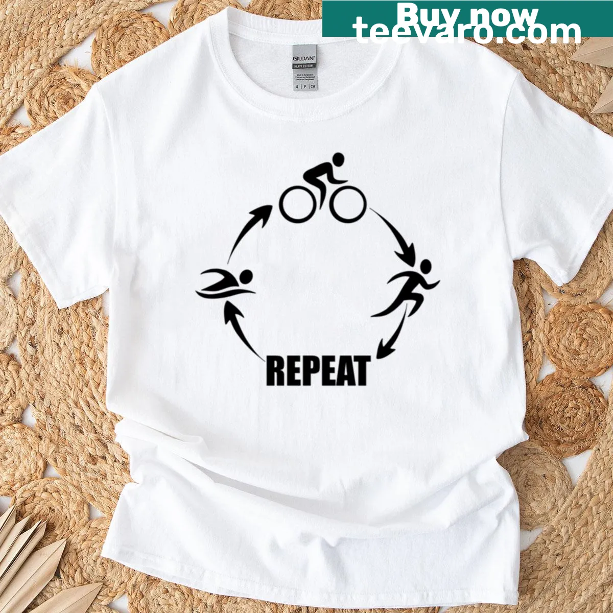 Bold typography design for triathletes on a T-shirt — on a men's t-shirt