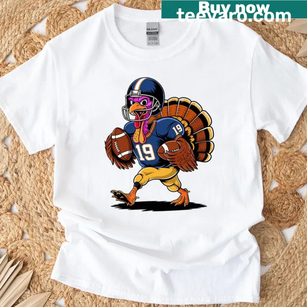 Turkey Bowl T-shirt featuring playful typography celebrating football