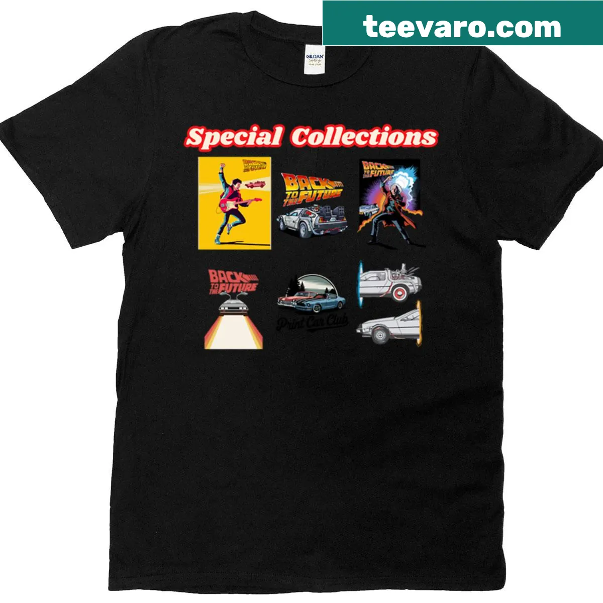 Vintage Delorian car t-shirt with distressed design — on a men's t-shirt
