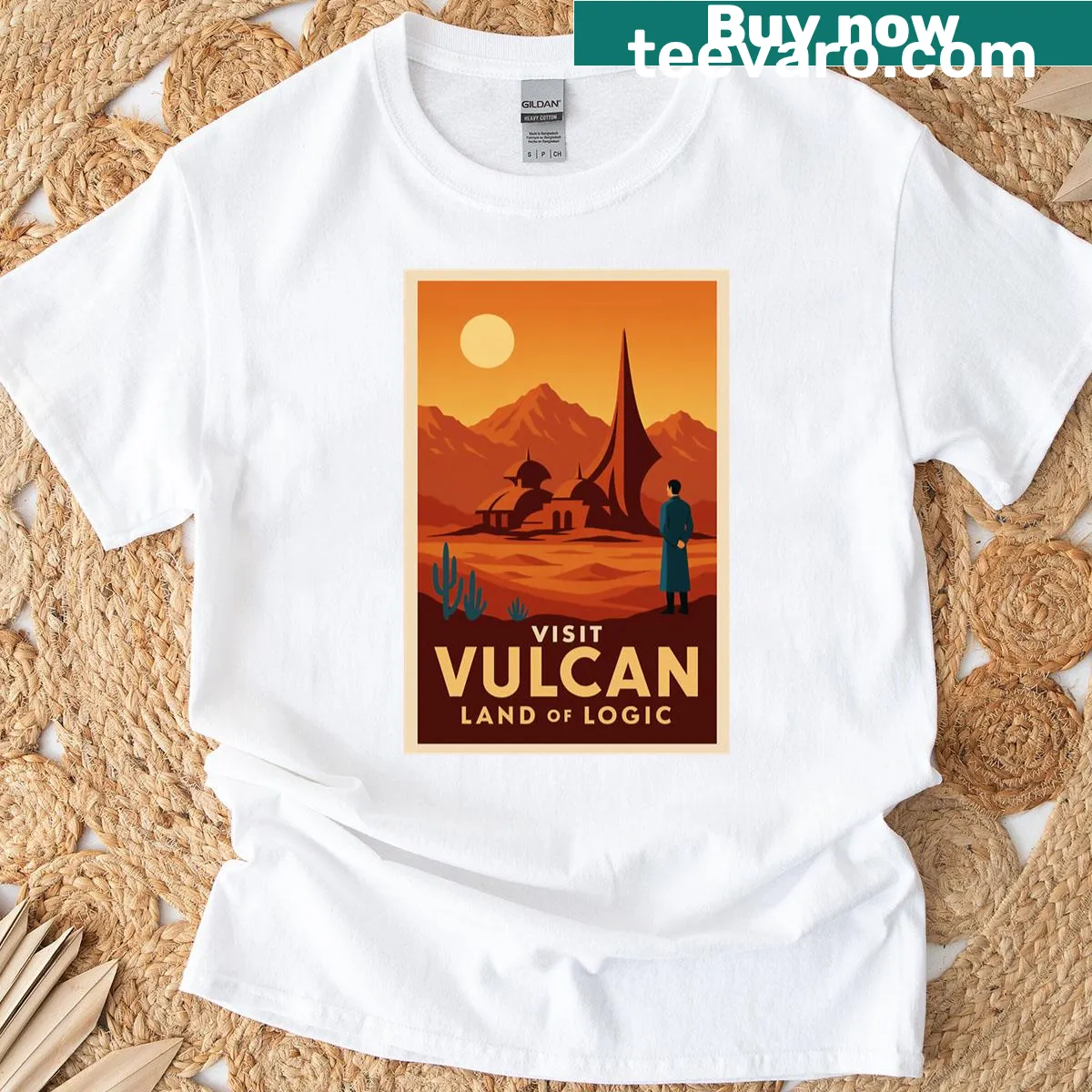 Vintage Star Trek Vulcan poster graphic on T-shirt — on a men's t-shirt