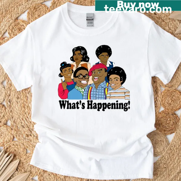 Typographic T-shirt with the phrase What's Happening