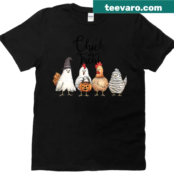 Vintage Halloween t-shirt with a witch hat chicken and 'Chick or Treat' text