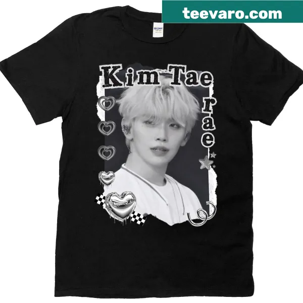 Black and white collage of Kim Tae Rae in digital art portrait