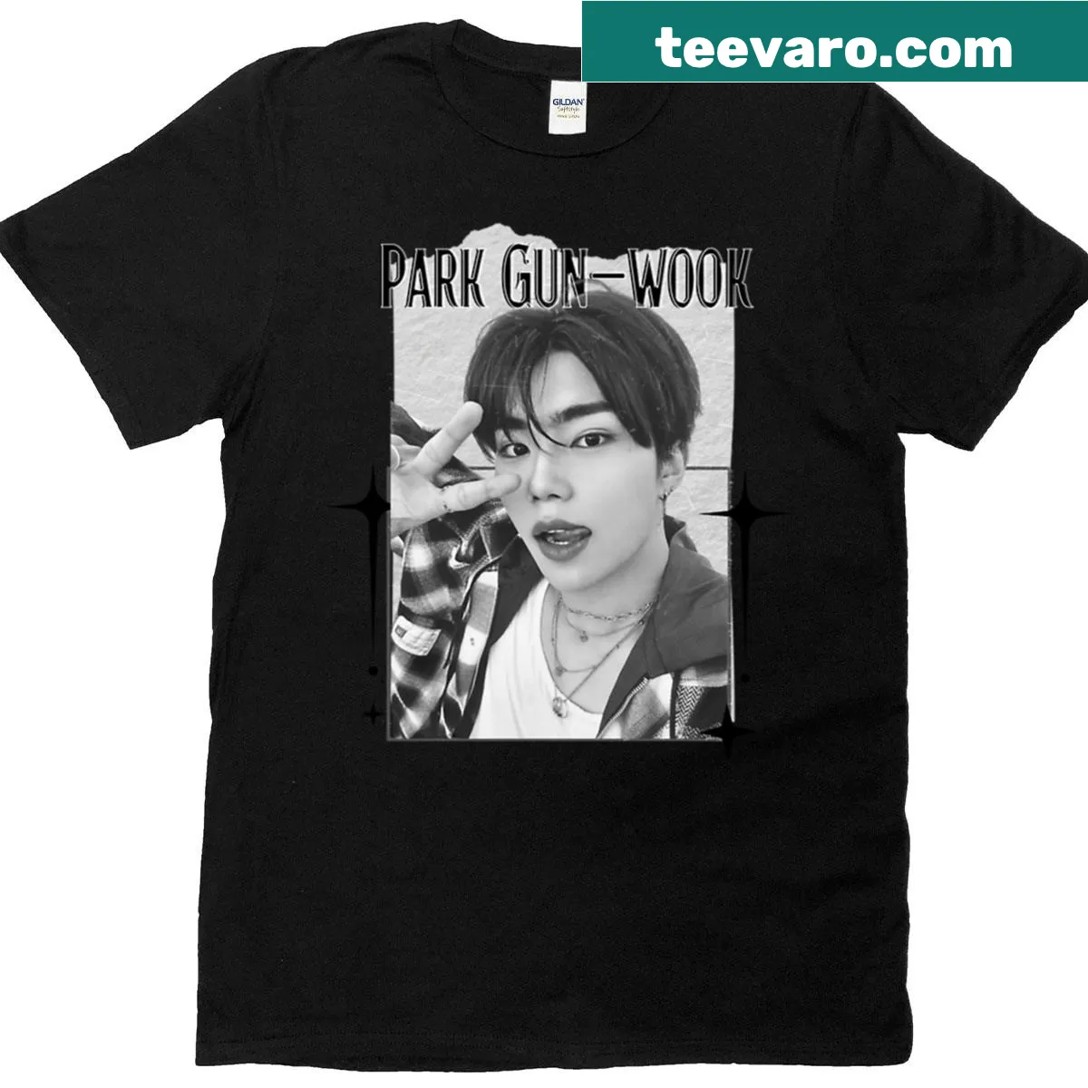 Retro t-shirt featuring a scrapbook collage of Park Gun Wook — on a men's t-shirt