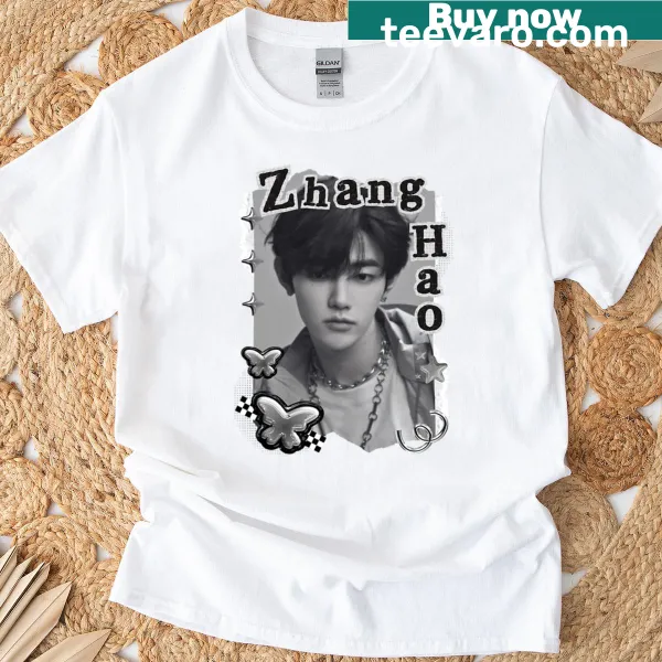 Black and white collage portrait of K-pop artist Zhang Hao