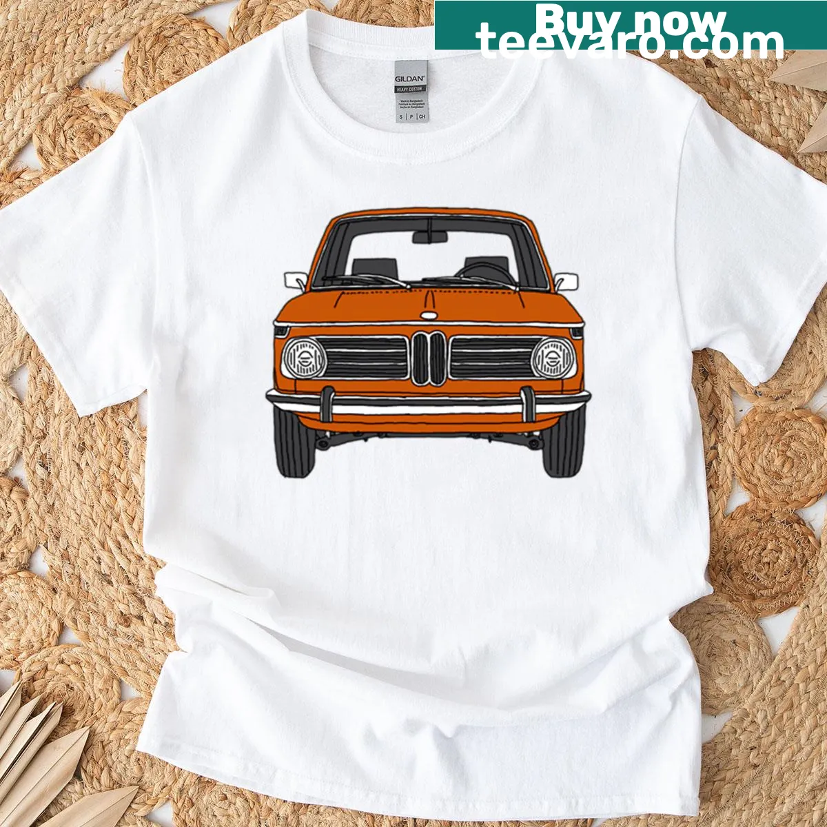 T-shirt featuring a stylish graphic of a 2002 road car — on a men's t-shirt