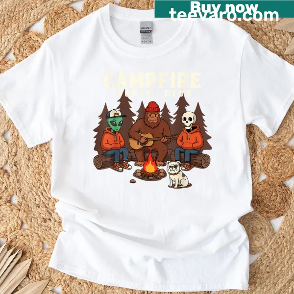 Funny alien Bigfoot skeleton graphic t-shirt