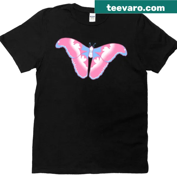 Trans pride t-shirt with Atlas Moth design