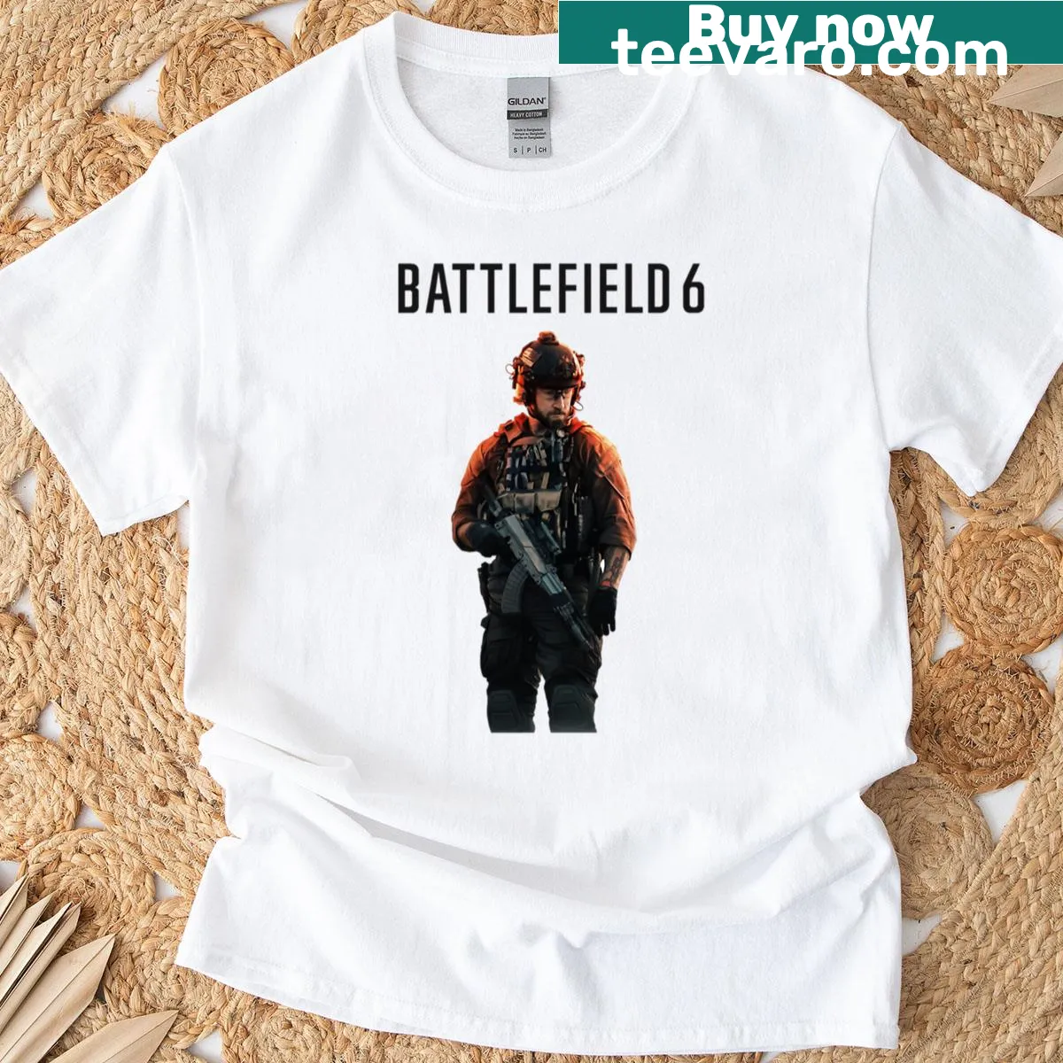 Gamer-inspired design for Battlefield 6 on a casual shirt — on a men's t-shirt