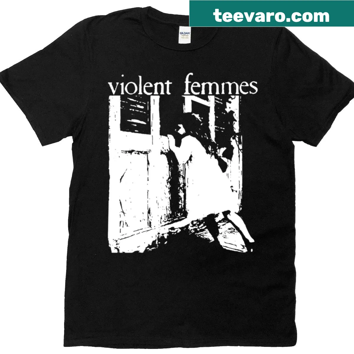 Vintage retro art T-shirt celebrating women in music with bold design — on a men's t-shirt