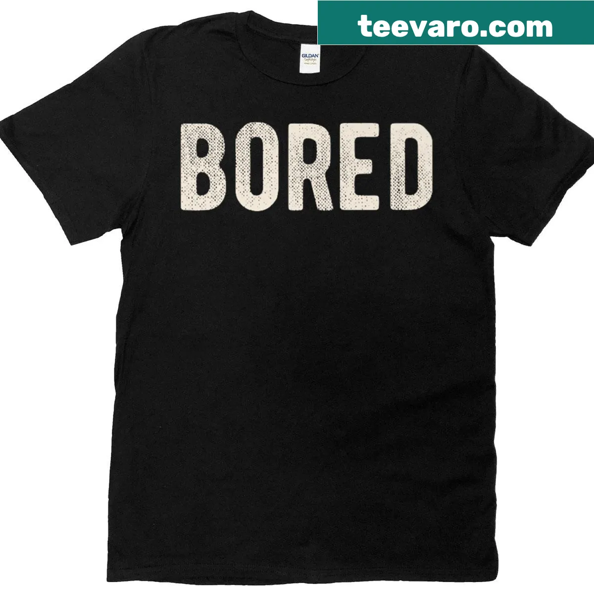 Sarcastic T-shirt for teens with a minimalist design commenting on boredom — on a men's t-shirt