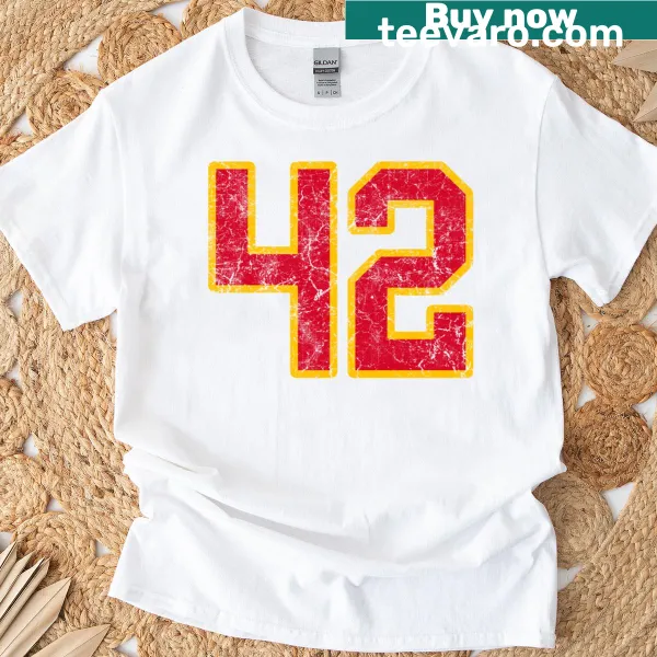 Vintage jersey style t-shirt with distressed number 42