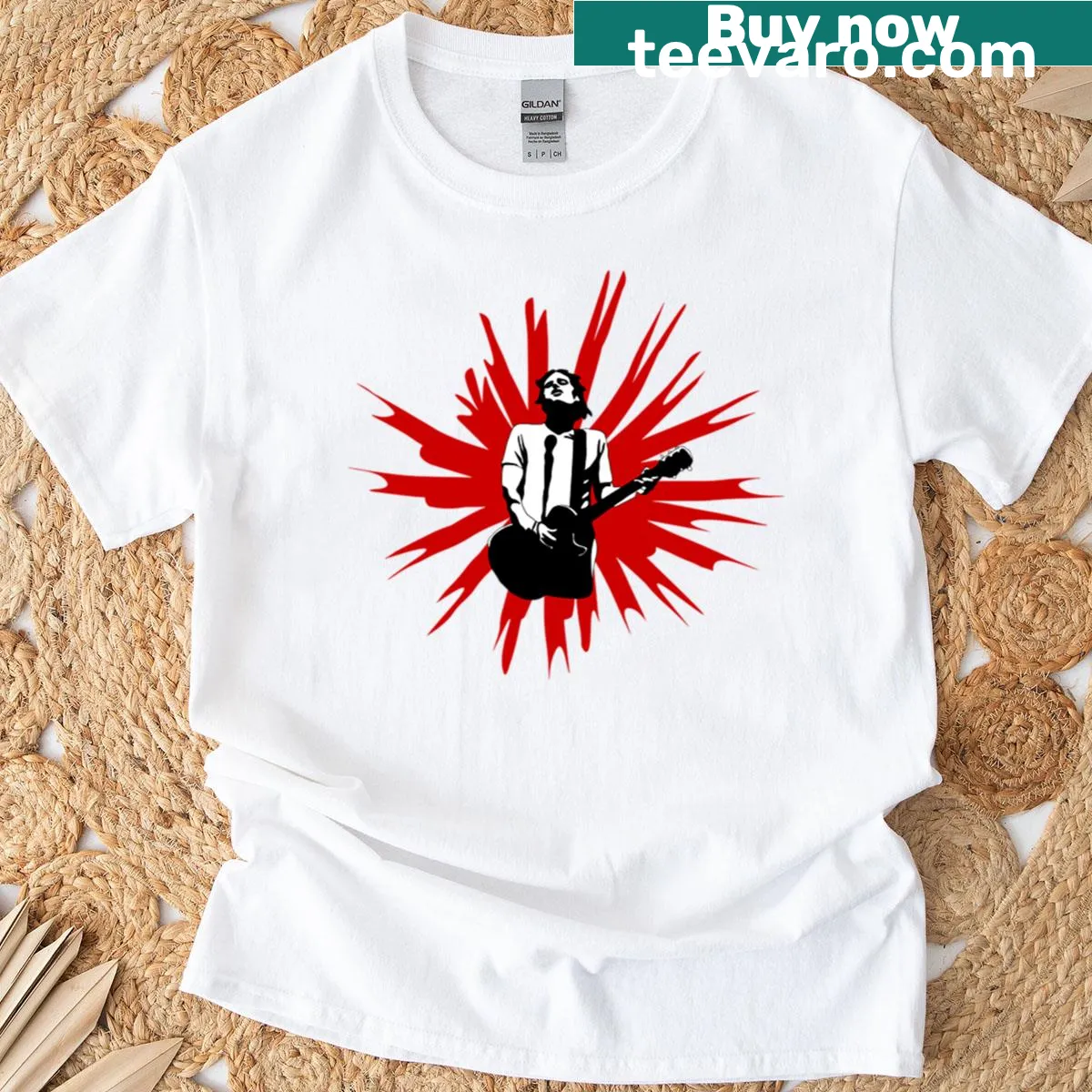 Vintage-distressed Buckley Njeff T-shirt with a nostalgic design — on a men's t-shirt
